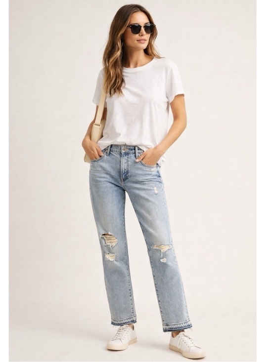 MOTHER Denim - Mother Superior The Rascal Ankle Undone Hem Vacation Temptation Jeans Size 30
